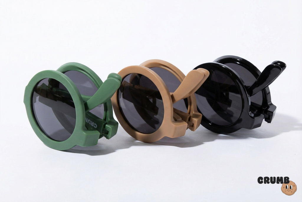 Snap Biscuits — compact folding frame for kids sunglasses, packs down for storage