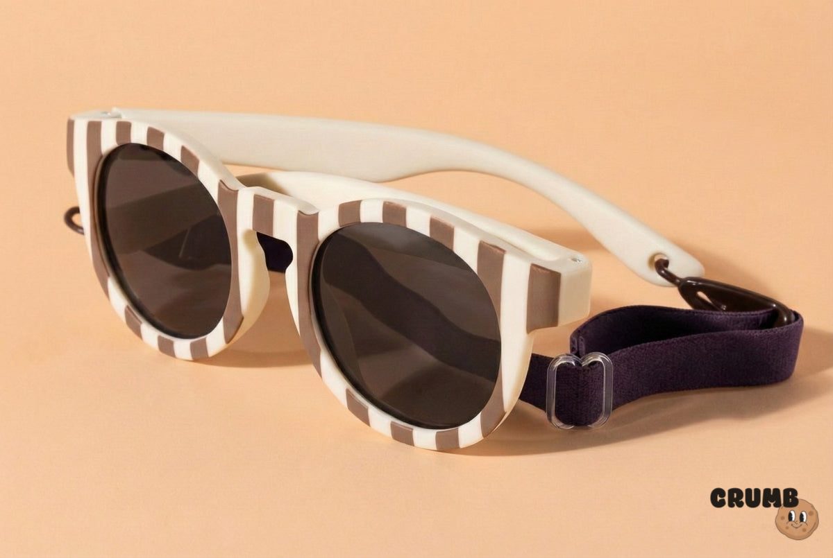 White/Brown shades with sunglasses strap