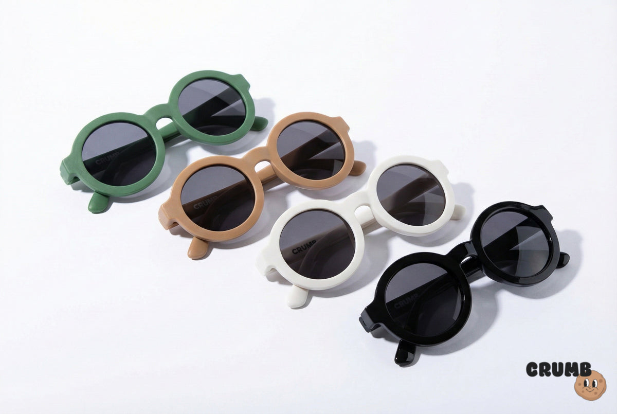 Snap Biscuits kids sunglasses, available in Brown, Kiwi Slice, Black and White