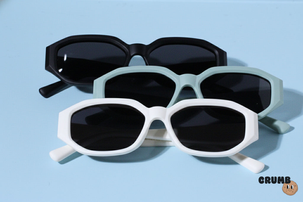 Frosted Shades kids sunglasses packaged with cleaning cloth and drawstring pouch
