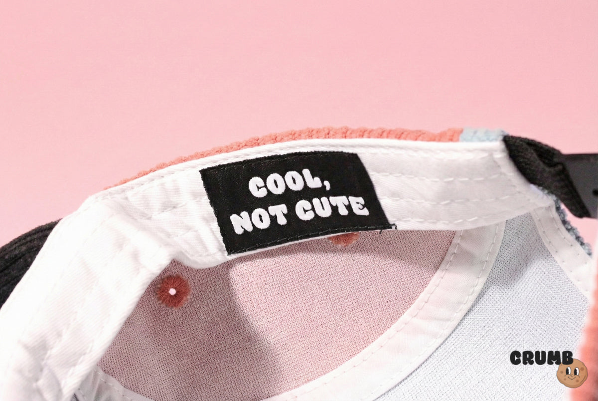 Plum Block Cap kids cap with Crumb's 'Cool Not Cute' branding