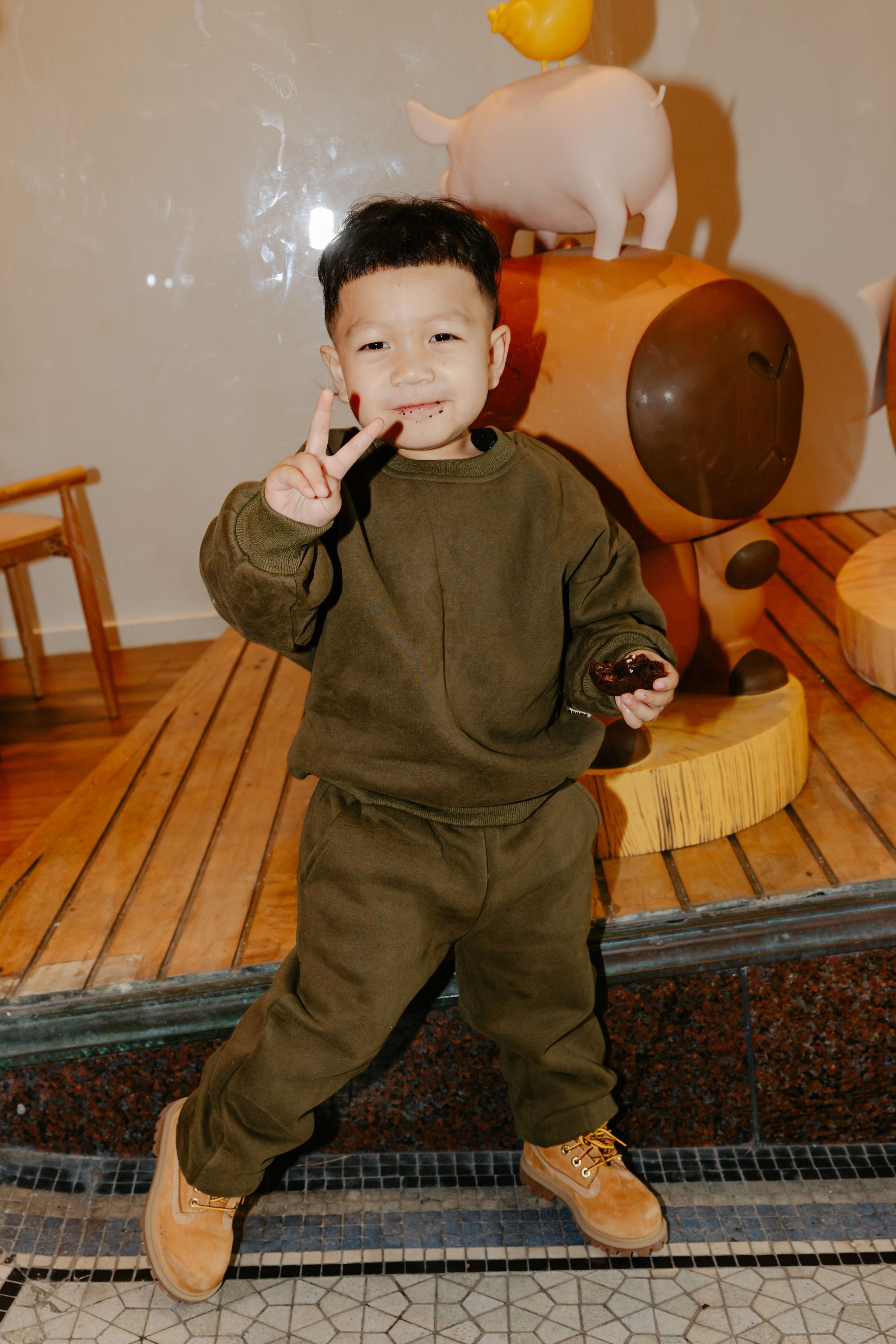 Peace! Child in Downtown Set Pistachio Truffle kids tracksuit