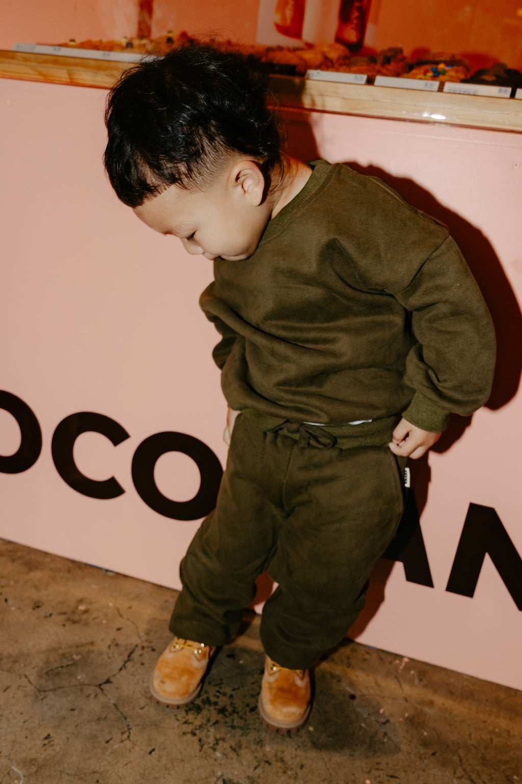 Oops what's that? Child in Downtown Set Pistachio Truffle kids tracksuit