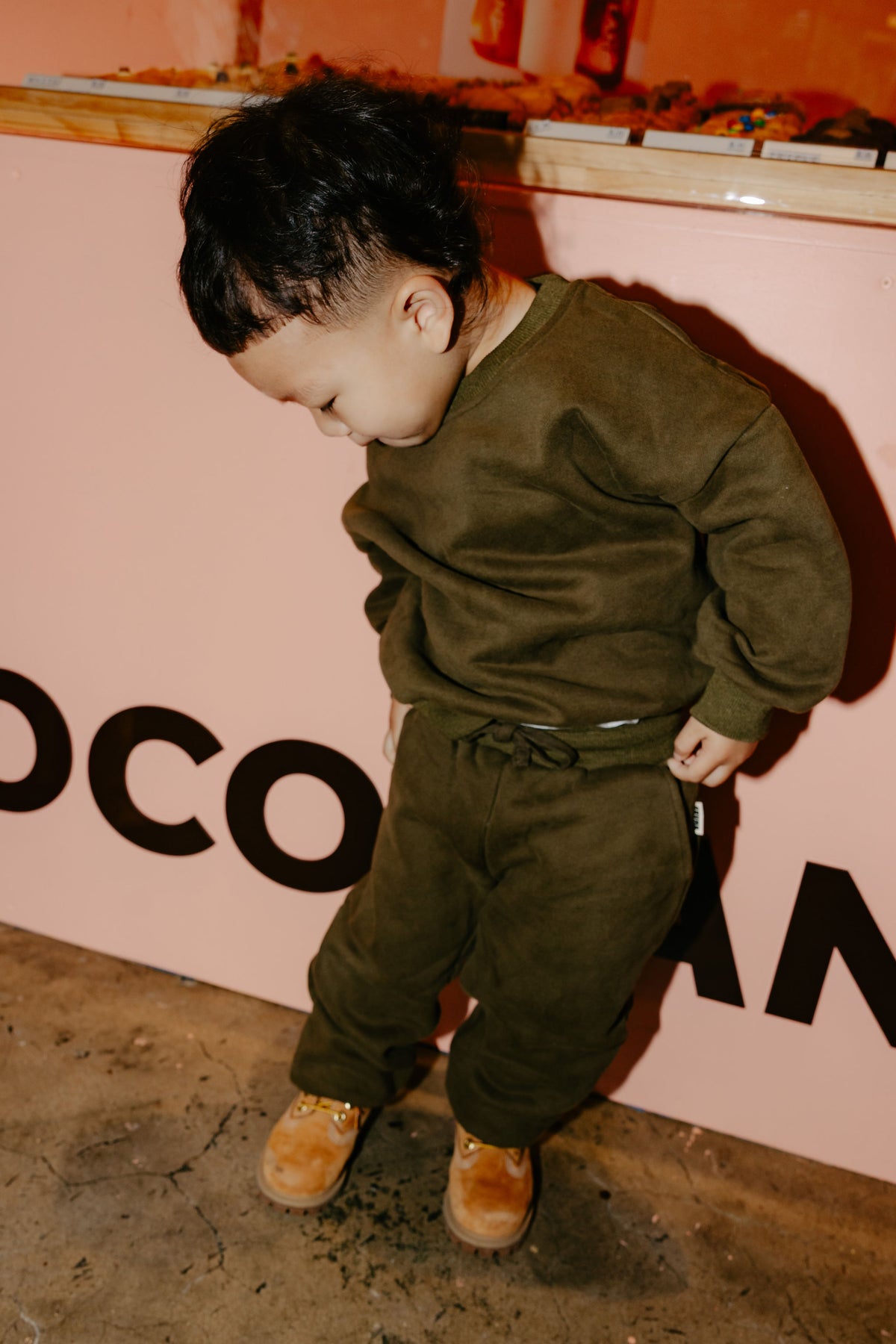 Oops what's that? Child in Downtown Set Pistachio Truffle kids tracksuit