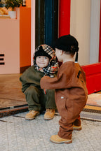 Kids at play with matching outfit